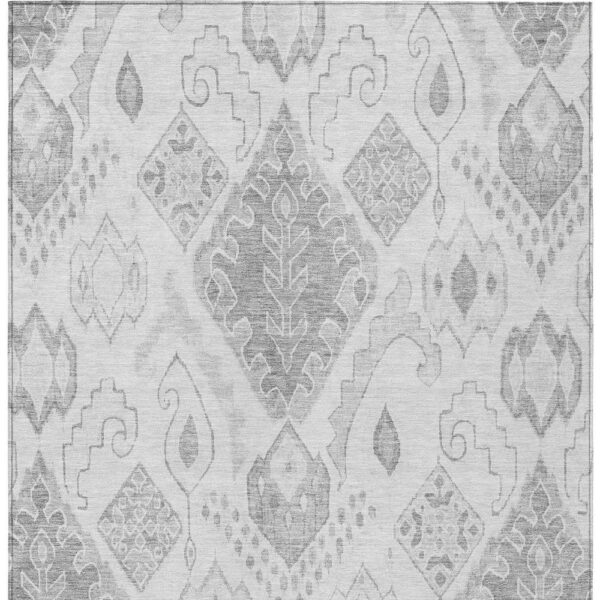 10' X 14' Silver Gray And Charcoal Moroccan Washable Indoor Outdoor Area Rug