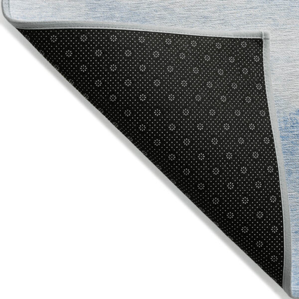 3' X 5' Denim Blue And Sky Blue Abstract Washable Indoor Outdoor Area Rug