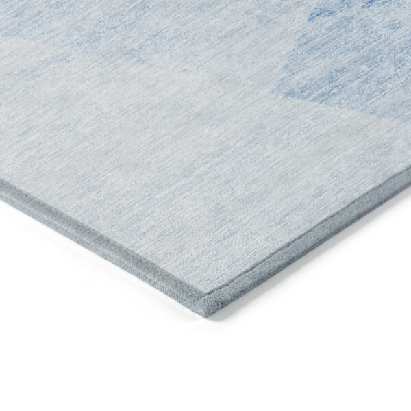 3' X 5' Denim Blue And Sky Blue Abstract Washable Indoor Outdoor Area Rug