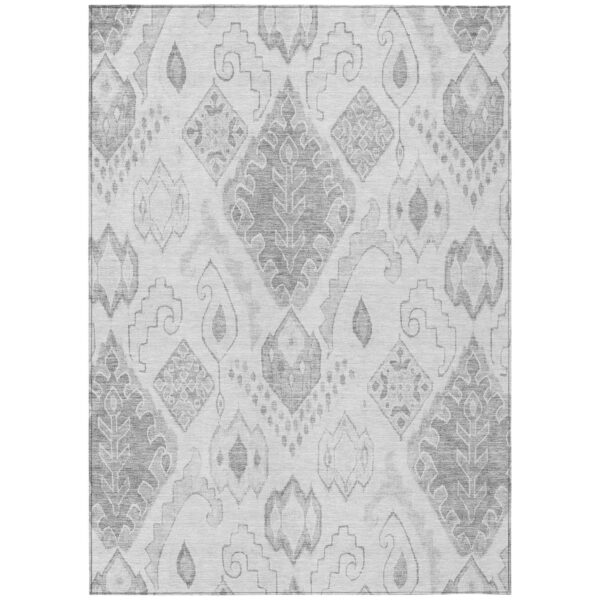10' X 14' Silver Gray And Charcoal Moroccan Washable Indoor Outdoor Area Rug