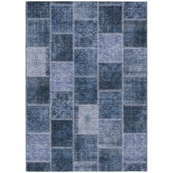 3' X 5' Blush Denim Blue And Sky Blue Patchwork Washable Indoor Outdoor Area Rug