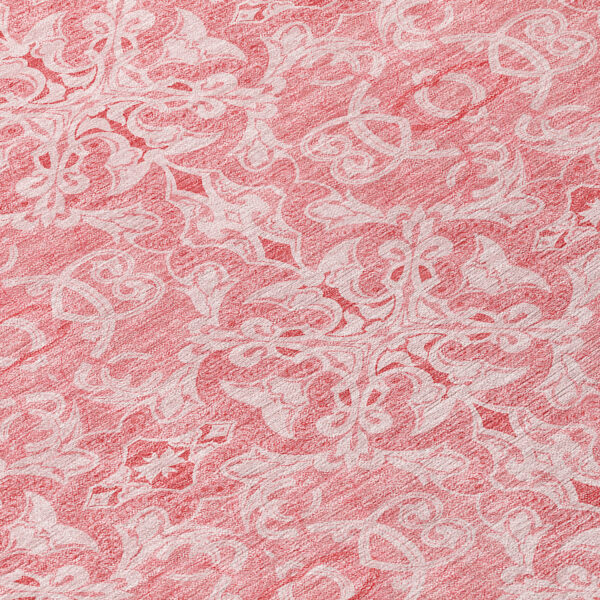 8' Pink And Blush Round Medallion Washable Indoor Outdoor Area Rug