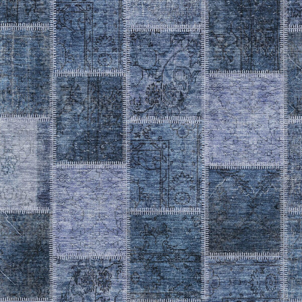 3' X 5' Blush Denim Blue And Sky Blue Patchwork Washable Indoor Outdoor Area Rug