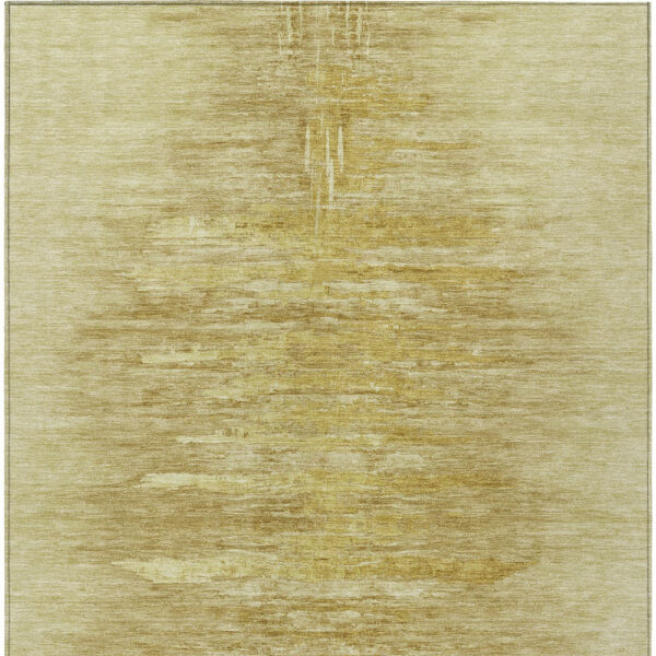 10' X 14' Gold And Wheat Abstract Washable Indoor Outdoor Area Rug