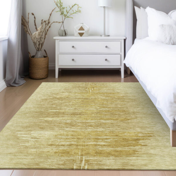 10' X 14' Gold And Wheat Abstract Washable Indoor Outdoor Area Rug