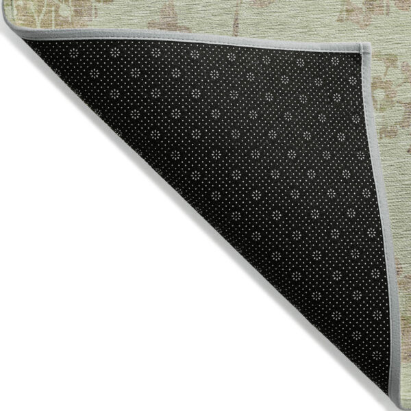 9' X 12' Artichoke Green Mint Green And Taupe Floral Washable Indoor Outdoor Area Rug