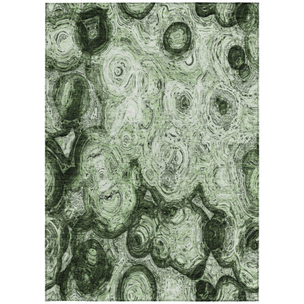 8' X 10' Artichoke Green And Emerald Abstract Washable Indoor Outdoor Area Rug