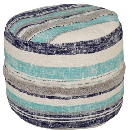 18" Blue 100% Cotton Ottoman