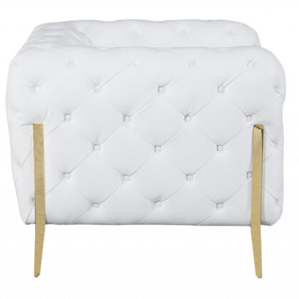 Two Piece Indoor White Italian Leather Five Person Seating Set
