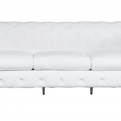 Two Piece Indoor White Italian Leather Five Person Seating Set