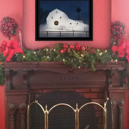 Christmas Starry Night 2 Black Framed Print Wall Art