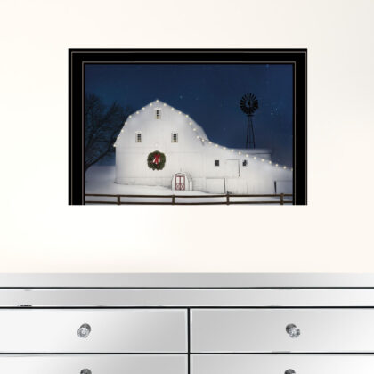 Christmas Starry Night 2 Black Framed Print Wall Art
