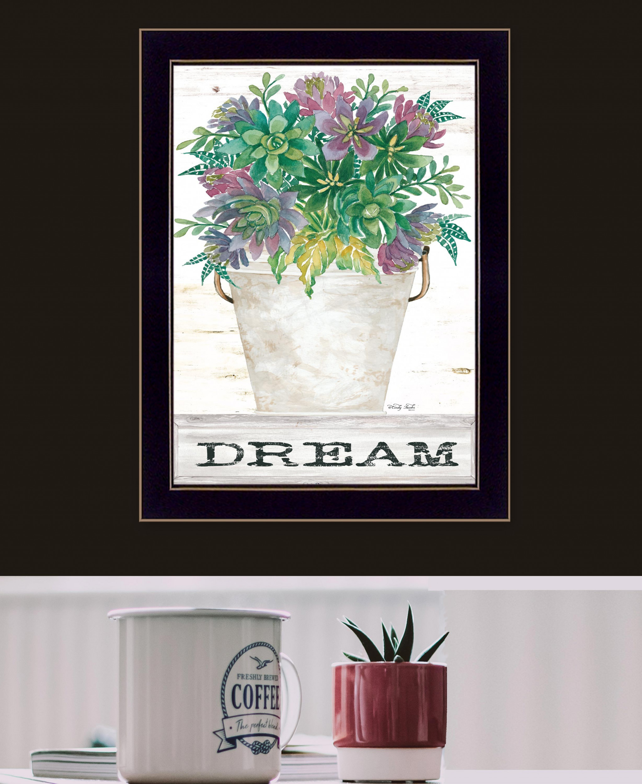 Dream Succulents 1 Black Framed Print Wall Art - Image 2