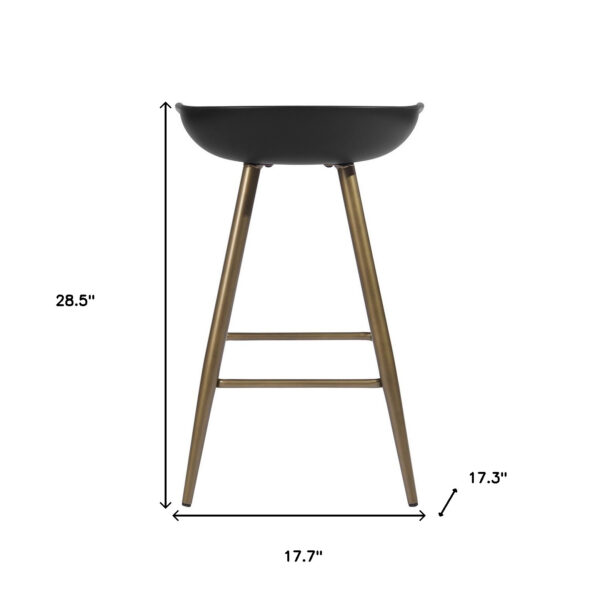 Set of Two 24" Black And Bronze Steel Backless Counter Height Bar Chairs