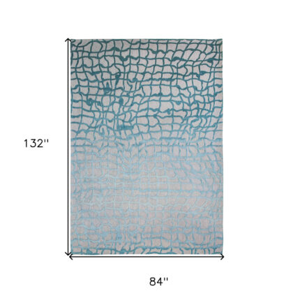 8' x 11' Blue and Gray Abstract Non Skid Area Rug