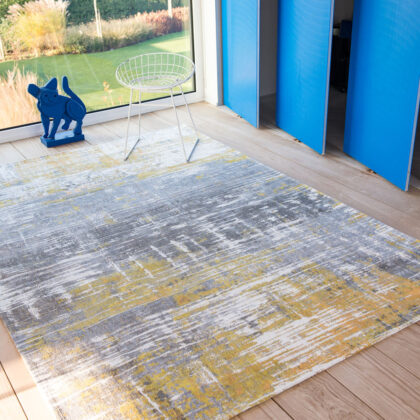 8' x 11' Gray and Yellow Abstract Non Skid Area Rug