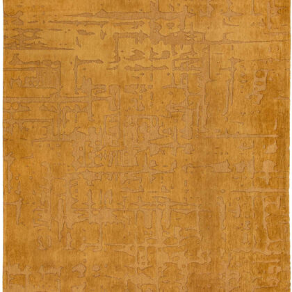 5' Yellow Round Abstract Non Skid Area Rug