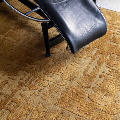 5' Yellow Round Abstract Non Skid Area Rug