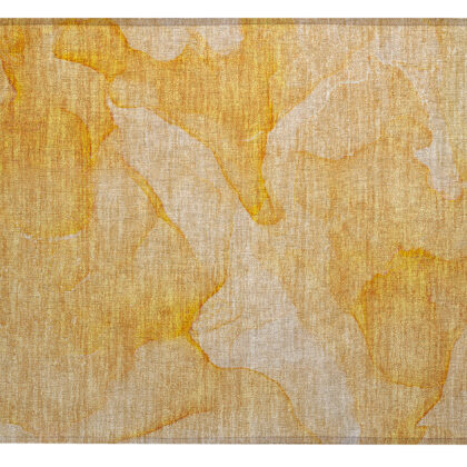 2' X 3' Orange Abstract Washable Non Skid Indoor Outdoor Area Rug