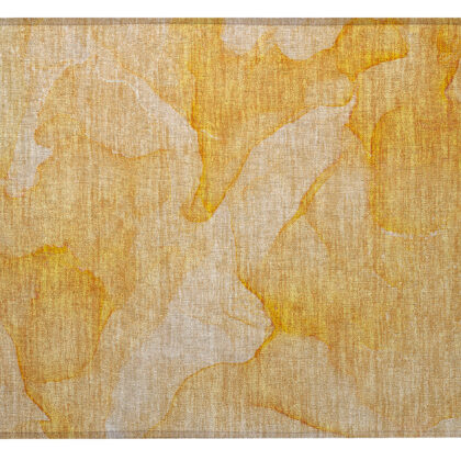 2' X 3' Orange Abstract Washable Non Skid Indoor Outdoor Area Rug