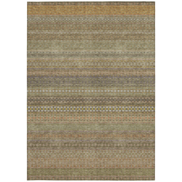 3' X 5' Khaki Striped Washable Non Skid Indoor Outdoor Area Rug