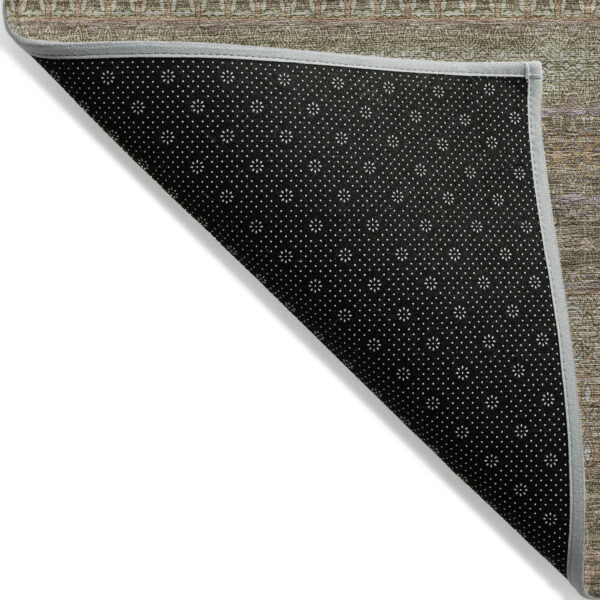 3' X 5' Khaki Striped Washable Non Skid Indoor Outdoor Area Rug