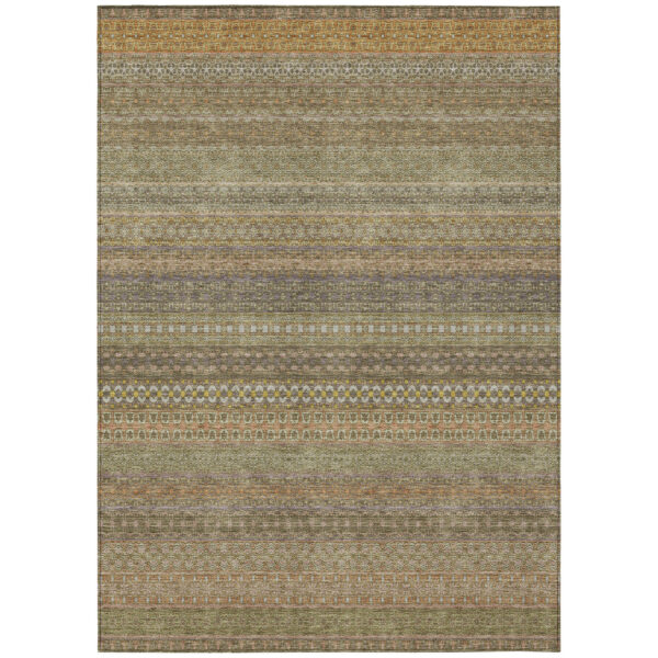 3' X 5' Khaki Striped Washable Non Skid Indoor Outdoor Area Rug