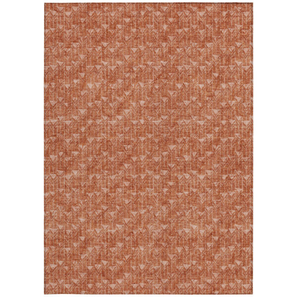 5' X 8' Terra Cotta Geometric Washable Non Skid Indoor Outdoor Area Rug