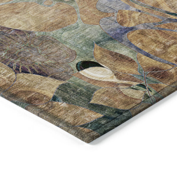 9' X 12' Beige and Blue Abstract Washable Indoor Outdoor Area Rug