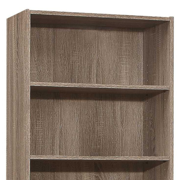 Taupe Wood Adjustable Five Tier Bookcase