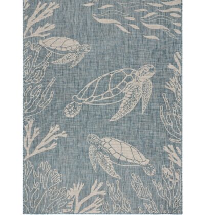 5' X 7' Blue And Gray Indoor Outdoor Area Rug