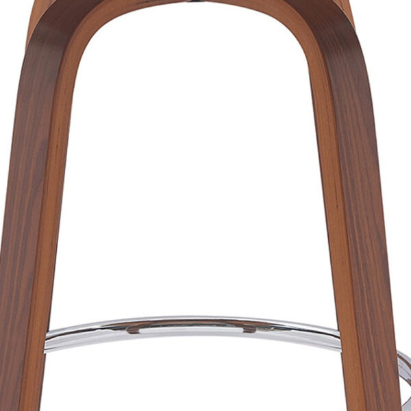 26" Cream And Wood Brown Faux Leather Swivel Low Back Counter Height Bar Chair