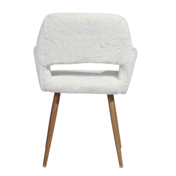 23" White And Brown Faux Fur Arm Chair