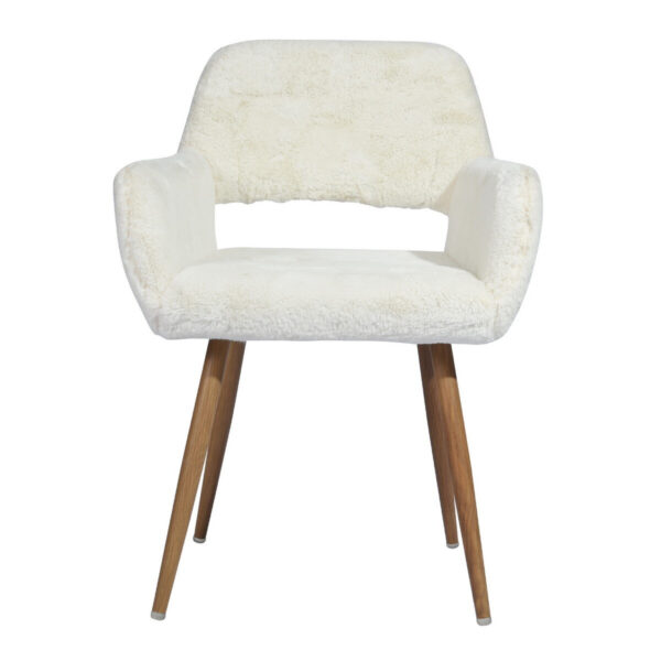 23" White And Brown Faux Fur Arm Chair