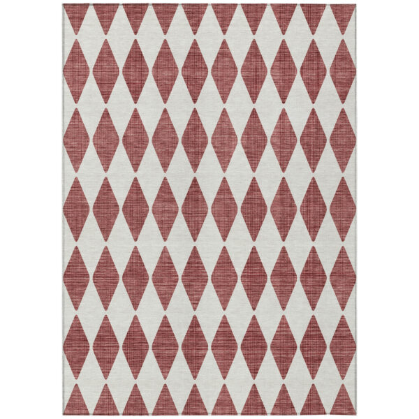 8' X 10' Burgundy Geometric Washable Indoor Outdoor Area Rug