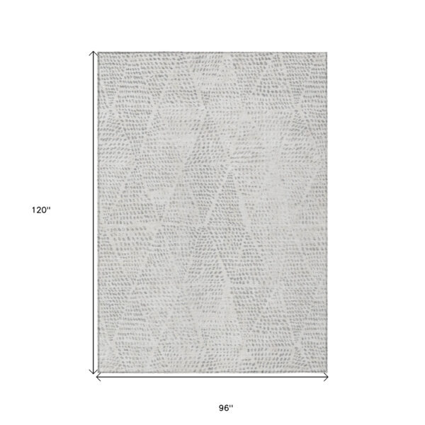 8' X 10' Silver And Ivory Geometric Washable Indoor Outdoor Area Rug