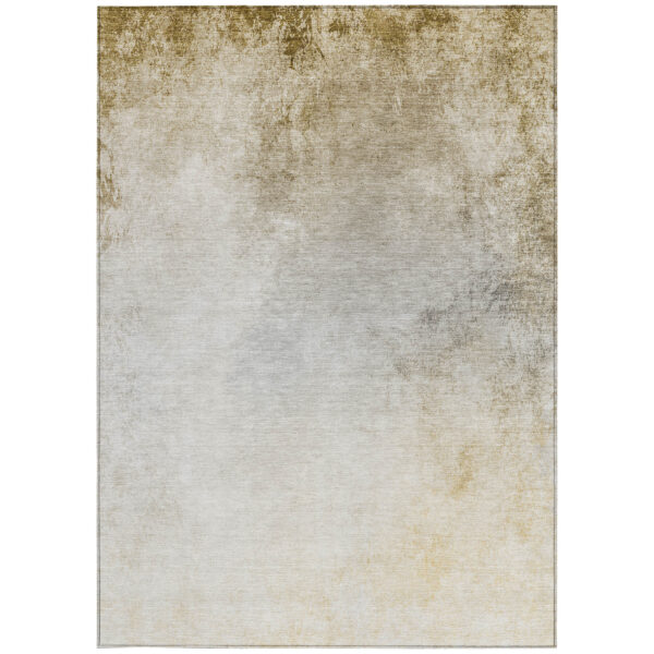 9' X 12' Taupe Beige And Ivory Ombre Washable Indoor Outdoor Area Rug