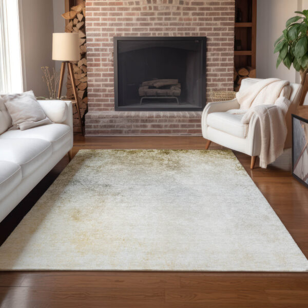9' X 12' Taupe Beige And Ivory Ombre Washable Indoor Outdoor Area Rug