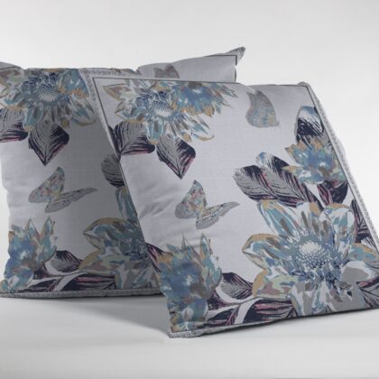 18” Gray White Butterfly Zippered Suede Throw Pillow