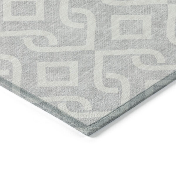 10' X 14' Silver And Ivory Geometric Washable Indoor Outdoor Area Rug