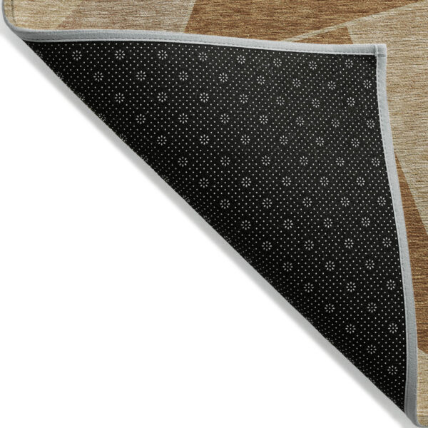 5' X 8' Orange Copper And Beige Geometric Washable Indoor Outdoor Area Rug