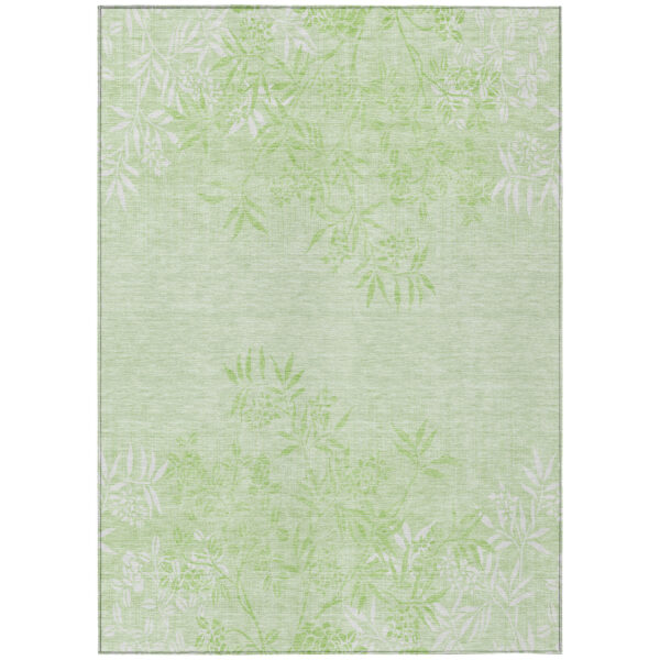 3' X 5' Mint Green Artichoke Green And Ivory Floral Washable Indoor Outdoor Area Rug