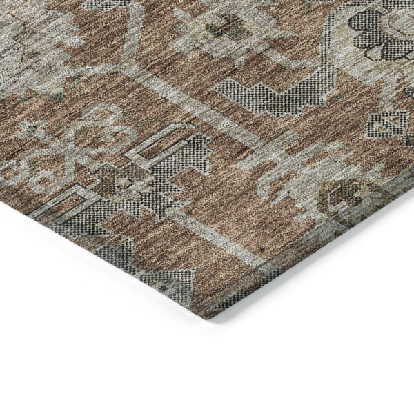 10' X 14' Brown Gray And Charcoal Oriental Washable Indoor Outdoor Area Rug
