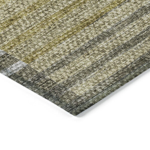 8' X 10' Brown Gold And Taupe Striped Washable Indoor Outdoor Area Rug