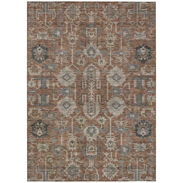 10' X 14' Brown Gray And Charcoal Oriental Washable Indoor Outdoor Area Rug