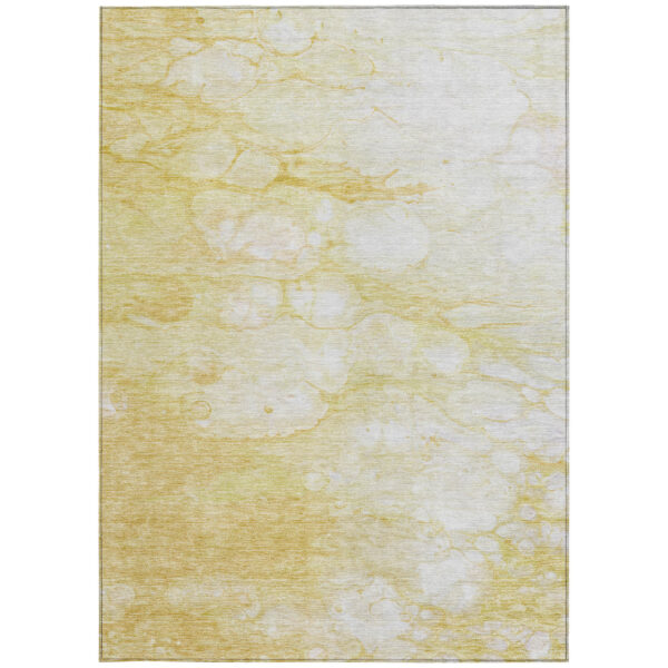 5' X 8' Gold Beige And Ivory Abstract Washable Indoor Outdoor Area Rug