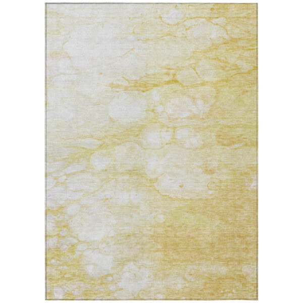 5' X 8' Gold Beige And Ivory Abstract Washable Indoor Outdoor Area Rug