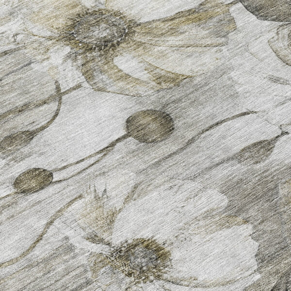 3' X 5' Taupe Ivory And Tan Floral Washable Indoor Outdoor Area Rug