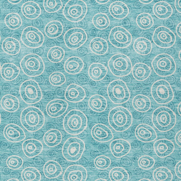 3' X 5' Teal Blue And Ivory Geometric Washable Indoor Outdoor Area Rug