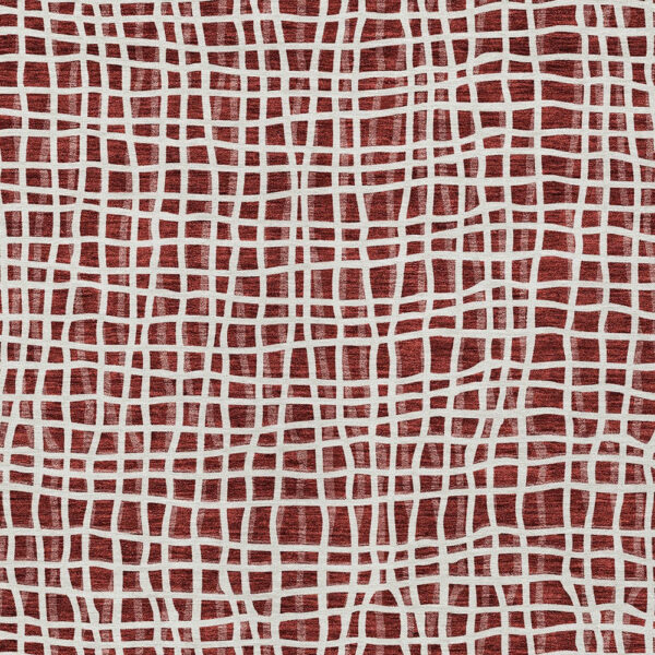 9' X 12' Burgundy And Ivory Striped Washable Indoor Outdoor Area Rug